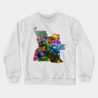 Spirograph Patterned Angola Province Map Crewneck Sweatshirt